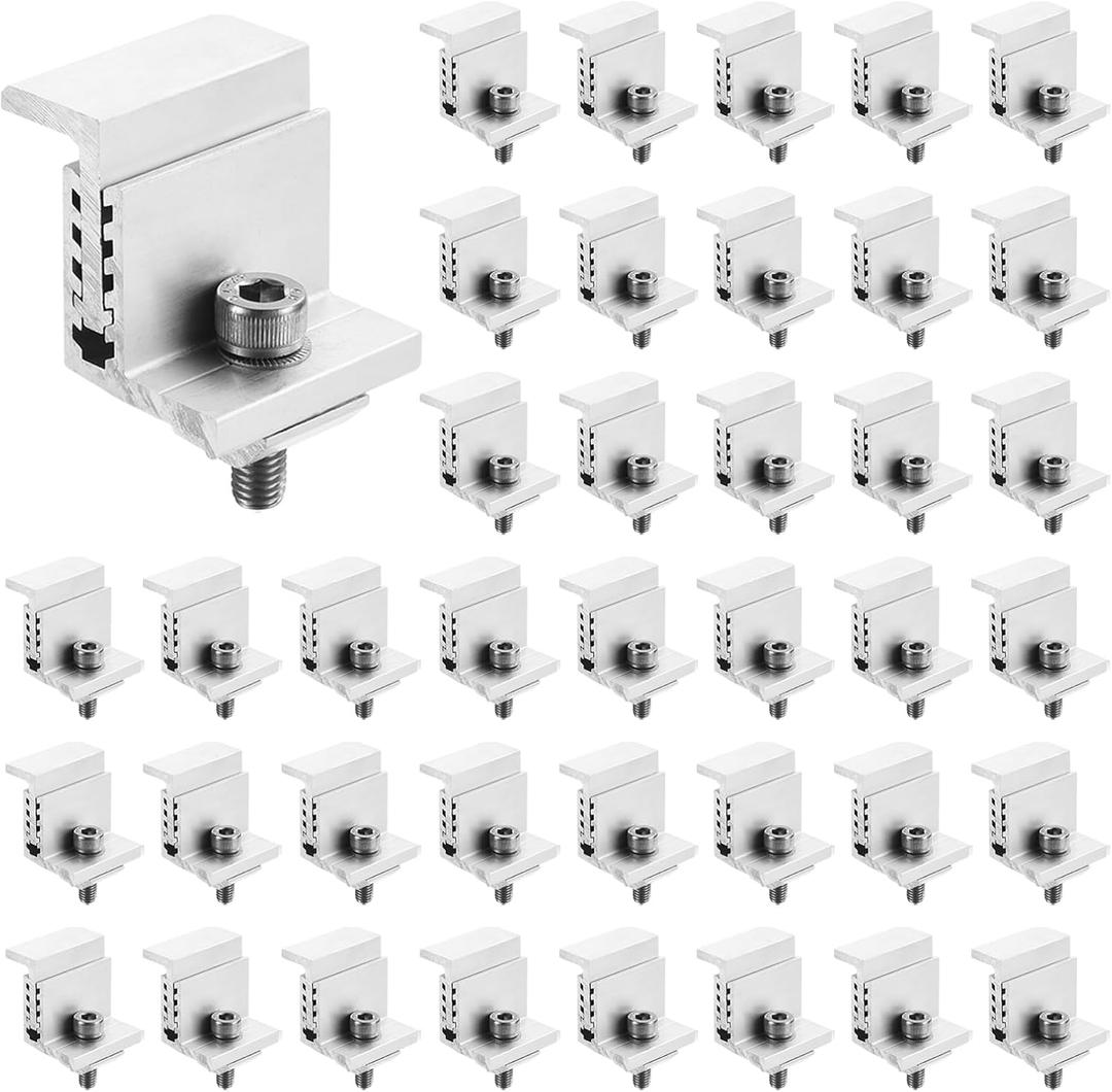 uxcell 10pcs Solar Panel End Clamp, Aluminum Z Brackets for Solar Panels Solar Mounting Brackets Kit for Solar Panel Pv Mounting System Accessories (32-50mm)