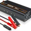 1000W Power Inverter, Inverter 12V to 110V with 2 AC Outlets, 2.1A USB Port, Car Power Inverter with Alligator Battery Clamp for Phone, Laptop on Camping, Road Trip