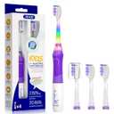 SEAGO Kids Electric Toothbrush with 2 Mins Brushing Timer and 4 Replacement Bursh Heads,Rainbow LED Light Make Brushing Fun, Purple Color Girls Battery Powerd Toothbrush for 4-12 Years OldSG-977