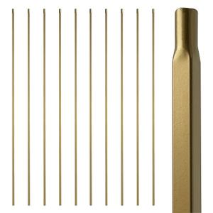 44" Brass Gold Wrought Iron Plain Balusters for Staircase Interior, 1/2" Square Hollow Iron Spindles, Decorative Stair Railing, Pack of 10