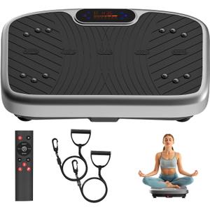 Vibration Plate Exercise Machine, Vibrating Plate Platform for Lymphatic Drainage with 200 Adjustable Speeds, Power Vibration Plate for Weight Loss & Fitness, Supports Weight 450 Lbs (Gray)