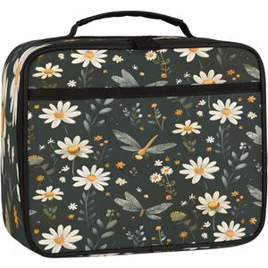 Butterfly Daisy Kids Lunch Bag Insulated Lunch Box Reusable Lunch Tote Bag for Office, Work, School, Beach or Travel