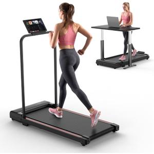 Walking Pad Treadmill for Home - Foldable Treadmills with Handle Bar Mini Portable Walk Pads Under Desk Small Spaces Compact Folding Electric Treadmills Office Walking and Running Machine Terluxra