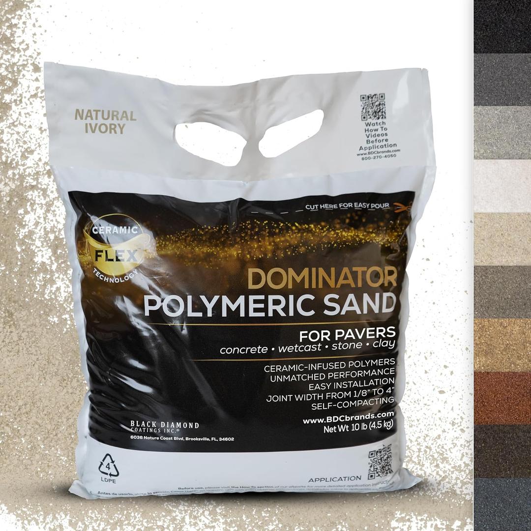 10 Pound Natural Ivory DOMINATOR Polymeric Sand with Revolutionary Ceramic Flex Technology for Stabilizing Paver Joints/Gaps, 1/8 up to 4, Professional Grade Results