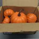 9PCS Fall Pumpkin Decor - Plastic Artificial Fake Pumpkins Used for Home Party Outdoor Decor and Thanksgiving Decorations(Orange)