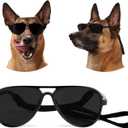 Dog Sunglasses Pet Supplies for Medium Large Breed Dogs with Adjustable Strap Black UV Protection Sun Glasses for Pet Riding Hiking Swimming Police Halloween Christmas Cosplay(Large)
