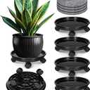 Honeydak 4 Pack 12 Inch Plant Stand with Mute Wheels and 10 Inch Waterproof Coasters Mat Set Heavy Duty Plant Dolly with Casters, Leakproof Drip Trays for Indoor Outdoor Pots, Protect Floor(Black)