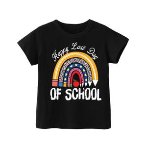 Last Day of School Shirt, Toddler Boys Girls Kids Graduation Shirts, Happy End of School Year Funny Graphic Tee Tops, 2-8T (Black)