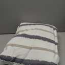 100% Cotton Tufted Duvet Cover King Size, Cream White with Gray Stripe Bedding Set, 3-Piece Soft Breathable Comforter Cover with Zipper Closure & Corner Ties