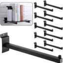 Hicarer 10 Pieces Slat Wall Faceout, 12 Inch Metal Square Straight Arm Hooks, Slatwall Hooks and Hangers Slatwall Accessories for Clothing Retail Garage Shop Display (Black)