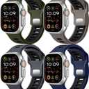 Odbeai 4 Pack Sport Bands Compatible with Apple Watch Ultra 2 3/Ultra Band,Compatible with Apple Watch Bands for Men 49mm 46mm 45mm 44mm 42mm,Silicone Strap for iWatch Bands Men Series SE 11 10 9 8-1