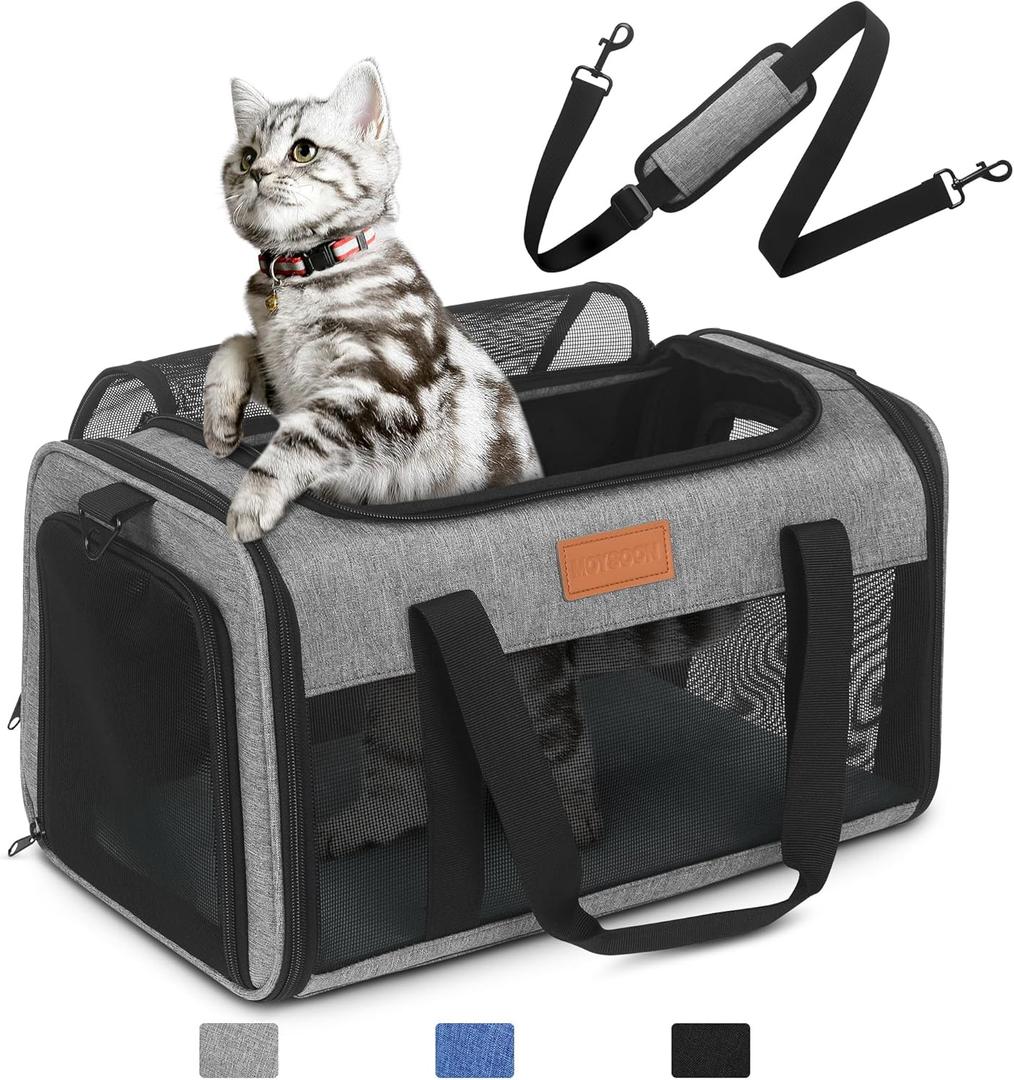 PETUX TSA Approved Pet Carrier in Cabin, 17"x11"x9.5" Soft Cat Carriers for Small Cat up to 12 lb, Top-Open Portable and Breathable Pet Carrier Airline Approved for Travel and Vet Visit, Grey PETUX TSA Approved Pet Carrier in Cabin, 17"x11"x9.5" Soft Cat Carriers for Small Cat up to 12 lb, Top-Open Portable and Breathable Pet Carrier Airline Approved for Travel and Vet Visit, Grey