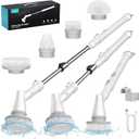 Ultrean Spin Brush, Cordless Electric Spin Scrubber with 4 Replaceable Brush Heads Adjustable Extension Handle, 2 Speed Shower Scrubber for Cleaning Bathroom, Tile, Floor, Tub (White)