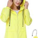 Women's Raincoat Waterproof Windbreaker Hooded Lightweight Packable Rain Jacket with Back Zipper Coats S-XXL (Yellow, S)