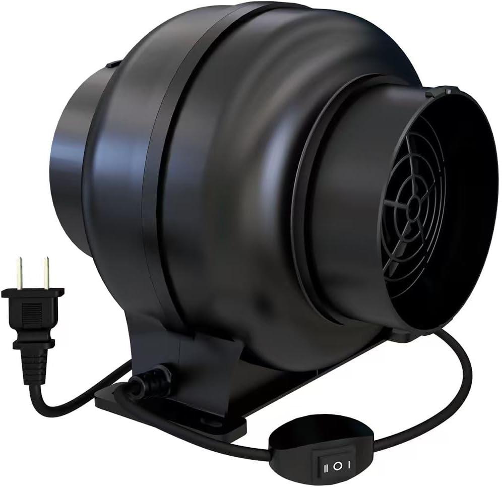 Artibear 3.5 Inch 168 CFM Inline Duct Ventilation Fan with 2 Speed Controller, Air Vent Blower for Hydroponic Grow Tent, Greenhouse, Workshop, Attics, Basement, Kitchens, Black