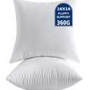 16 x 16 Throw Pillow Inserts Pack of 2 Small White Decorative Square Pillows for Living Room Couch Bed Sofa Cushion Sham Stuffer Indoor