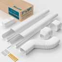 3" W 9Ft Mini Split Line Set Cover with Flexible Duct, Upgrade PP Decorative Paintable Lineset Cover Kit, 39.37" per Straight Duct, for Minisplit, Air Conditioner, Central AC, HAVC