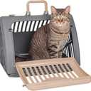 SportPet Designs Foldable Travel Cat Carrier - Front Door Plastic Collapsible Carrier, Gray and Tan, Medium (Pack of 1)