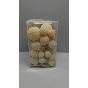 42PCS White Velvet Christmas Ball Ornaments, Flocked Vintage Rustic Farmhouse Baubles in Assorted Sizes for Xmas Tree Decorations, Hanging Ornaments for Home, Party & Wedding Dcor (Creamy White)