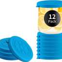 OLCANOES CLUB Oui Yogurt Jar Lids Silicone | Covers Fit For 5 Oz Oui Yogurt Glass Jars | Perfect For Oui Yogurt Bottle with Label | Lids Only | Food-Grade/ Leakproof/ Reusable | 12 Pack Blue