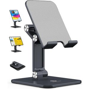 OCYCLONE Tablet Stand, iPad Stand Holder for Desk, Foldable iPad Pro Holder Portable Monitor Stand, Travel Home Office Desk Accessories Compatible with 4-15.6" Kindle iPad Tab iPhone - Black