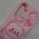 Kawaii 3D Pig Phone Case with Stand and Grip for iPhone 16, Cute Cartoon Animal Phone Cover for Girls, Boys, Kids, Teens, and Women's Pink
