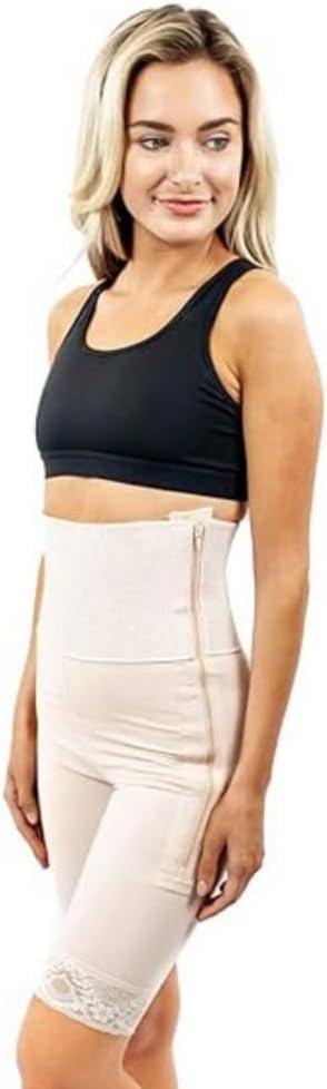 ContourMD High Waist Mid Thigh Compression Shorts for Women  Post-Surgery Shapewear, Thigh Lipo & Tummy Control  S46 (Large, Beige)