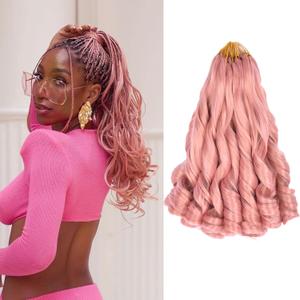 French Curl Braiding Hair 12 Inch 8 Packs Short Pink Curly Braiding Hair Pre Stretched 50g/pack Loose Wavy Crochet Hair Synthetic Hair Extensions for Black Women (12 inch,8 packs, MP2)