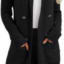 CiCiBird Women's Fall Long Cardigan Sweater Open Front Knit Coats Dressy Casual Jacket Coatigan with Pockets (Large, Black)