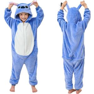 FFNXKLDZSW NXLYDZSW Unisex Kids Cosplay Costumes,Flannel Animal Onesie Sleepwear Costumes for Girl (4-6 Years, Blue)