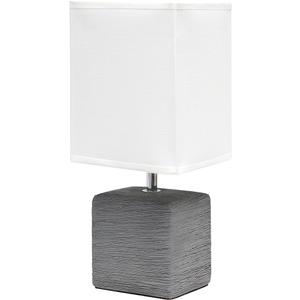 Simple Designs LT2072-GRY Petite Faux Stone Table Lamp with Fabric Shade, Gray with White Shade