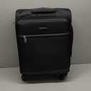 Amazon Basics Luggage, 18" Medium Carry-On Softside Suitcase With Wheels, With Four 360-Degree Multi-directional Spinner Wheels, Expandable Space, Zippered Pocket and Straps, Telescopic Handle, Black