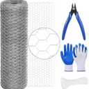 GlikCeil 48 in x 200 ft Chicken Wire Fencing Mesh, Metal Floral Chicken Wire for Floral Arrangements, 0.6 Inch Hexagonal Galvanized Poultry Netting for Garden, Coop Barrier, Duck Rabbit Cage(Silver)