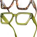 livho Oversized Eyewear Frame for Woman and Men - Rectangle Fashion Glasses for Computer, Chic Preppy Frame