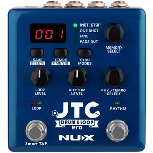 NUX JTC PRO Drum Loop PRO Dual Switch Looper Pedal 6 hours recording time 24-bit and 44.1 kHz sample rate