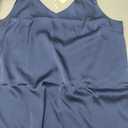 Mawor Satin Tank Tops for Women Loose Fit Sleeveless V Neck Cami Camisole Blouses Shirt Top, Navy Blue Small