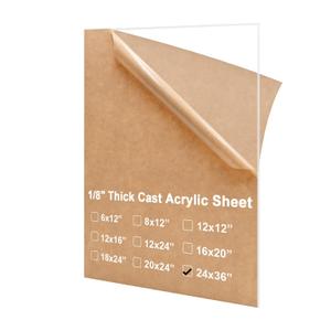 KINLINK 24x36 Plexiglass Sheets 1/8 inch Thick, 3mm Clear Cast Acrylic Sheet, Plastic Board for DIY Project, Craft, Window Glass, Table Top, Picture Frame, Acrylic Sign and Wedding Invitation 1 Pack