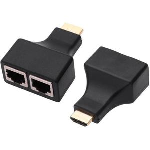 HDMI to RJ45 Network Adapter, Qaoquda 1080P HDMI Male to Dual RJ45 Female Network CAT5e CAT6 Converter Extender Splitter Repeater for HDTV HDPC PS3 STB(2-Pack)