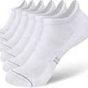 CS CELERSPORT 6 Pack Women's Ankle Running Socks Cushioned Low Cut Tab Athletic Socks (White)