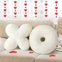 Cumule 2 Pcs Valentine's Day XO Pillow Plush White Cute Plush Soft Throw Pillows for Bedroom Living Room Plush White Cushion 14x14 Inch Cute Pillow for Cute Room Decorative Throw Pillow