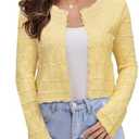 FAIRY SEASON Women's Cropped Cardigan Sweater Bell Long Sleeve Lightweight Crochet Button Down Knit Bolero Shrugs for Dresses, Small