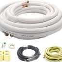 33 Ft Mini Split Line Set,Air Conditioning Copper Tubing Pipe Extension,1/4" & 3/8" 3/8" PE Thickened for AC and Heating Equipment Insulated with Nuts. (1/4+3/8)