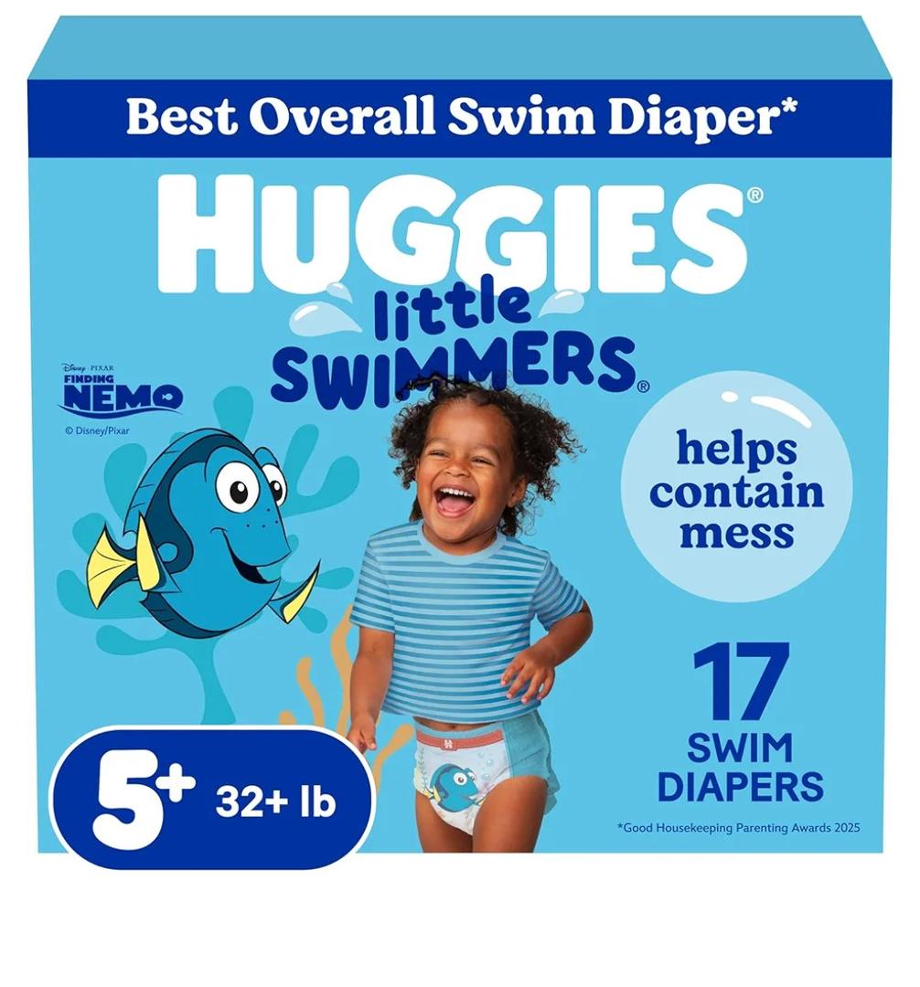 Huggies Little Swimmers Disposable Swim Diapers, Size 5-6 (32+ lbs), 17 Ct