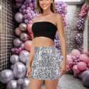 MANER Women's Sequin Skirt Sparkle Stretchy Bodycon Mini Skirts Night Out Party