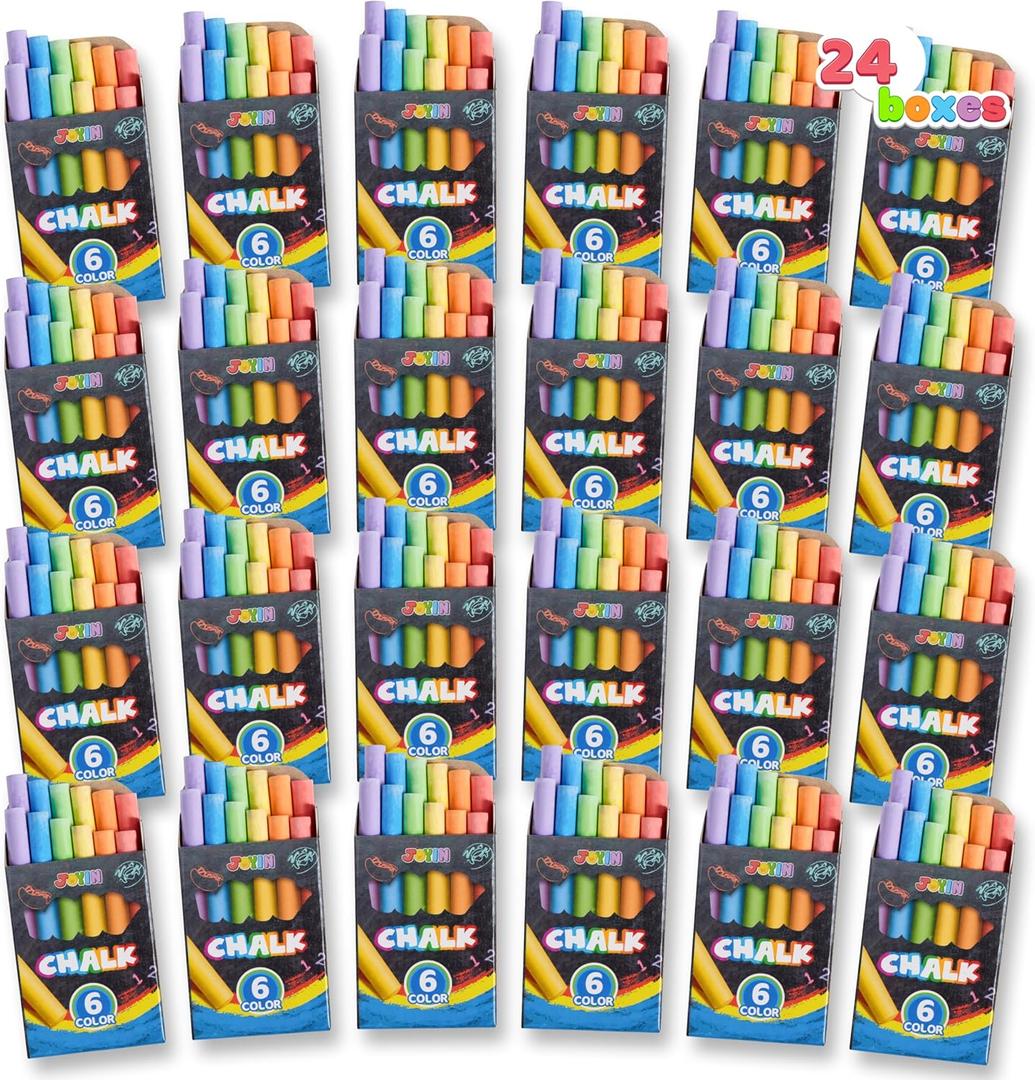 JOYIN 288 Counts Mini Chalk Set for Kids, Non-Toxic Chalks for Boys Girls 3+, School Supplies for Teachers, Goody Bag Fillers, Small Packs Sidewalk Chalk Party Favors (24 Boxes)