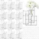 Jinei 48 Pcs 4 Sizes Glass Cylinder Vase Round Clear Vases Hurricane Floating Candle Holder with 96 Pcs Floating Candles for Holiday Wedding Centerpieces Party Event Home Decor (4/5/ 6/7 Inch Tall)