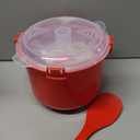 Sistema Microwave Rice Cooker and Steamer Bowl for Vegetables with Steam Release Vent, Dishwasher Safe, Red