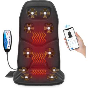 COMFIER Back Massager with Heat, App Control Vibration Massage Seat Cushion, 10 Motors & 3 Heat Levels Chair Massager Pad, Home Office Use