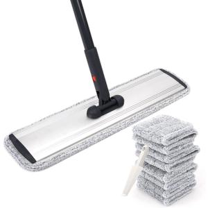 Microfiber Mop 18 in Large Flat Mops for Floor Cleaning with 4 Premium Pads Hardwood for Cleaning Wet Mop (18 Mop)