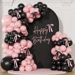 Balloon Arch Kit Coquette Birthday Decorations (Black Pink)